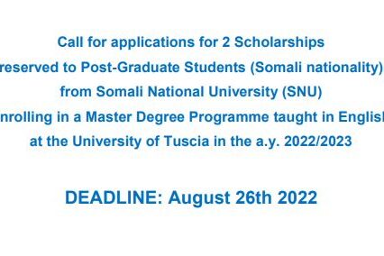 Call for applications for 2 Scholarships